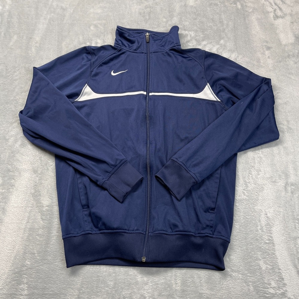 Nike Rio II Track Jacket Mens Small Navy Stretch Warm-Up Long Sleeve Full Zip